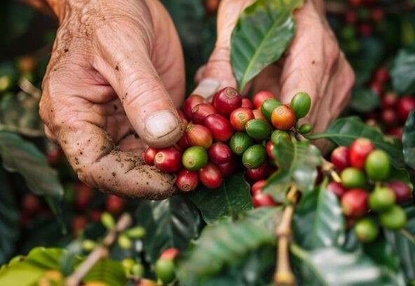 Adult harvesting coffee _ AI-generated image